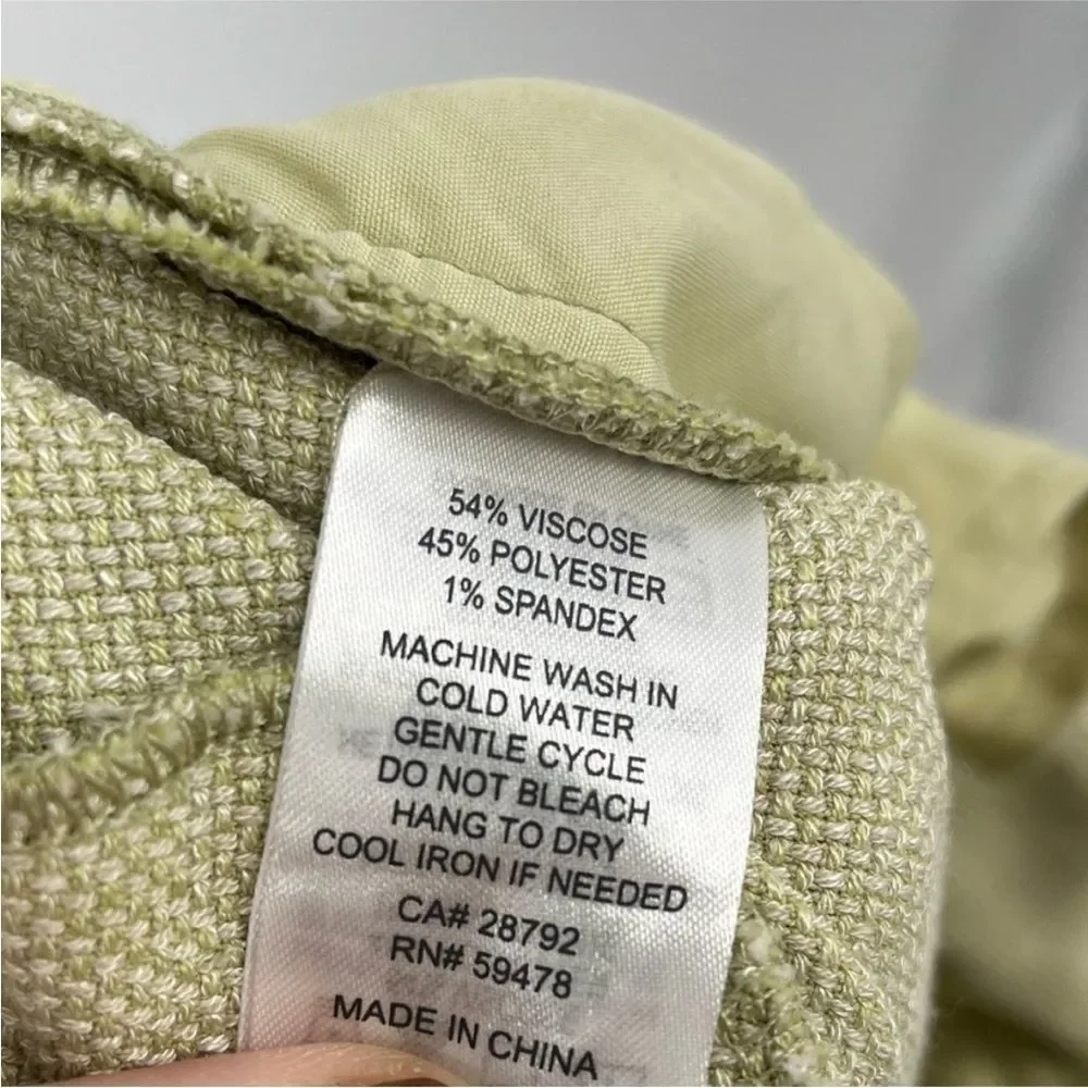 House of Harlow 1969 Textured Pleated Straight Leg Trouser Pants Sz 8 Sage Green